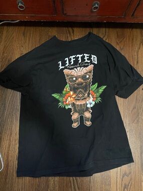 LRG Black Tee with White Logo Print